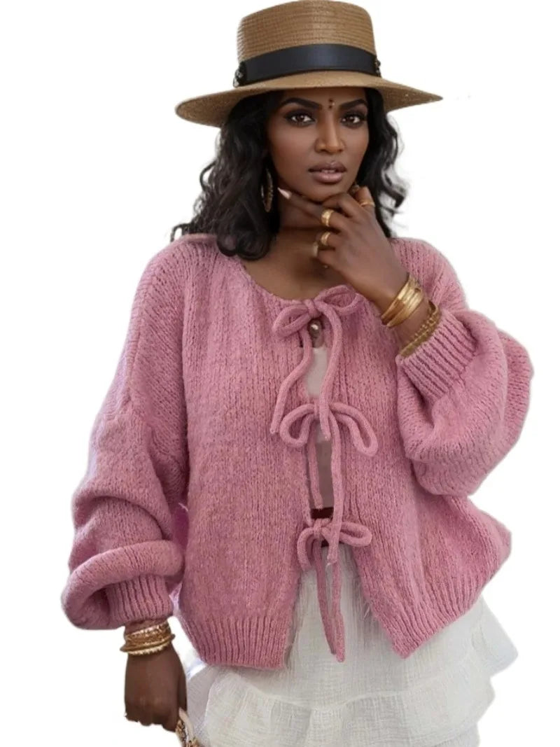 Jasmine | Women’s Chunky Winter Knotted Front Cardigan