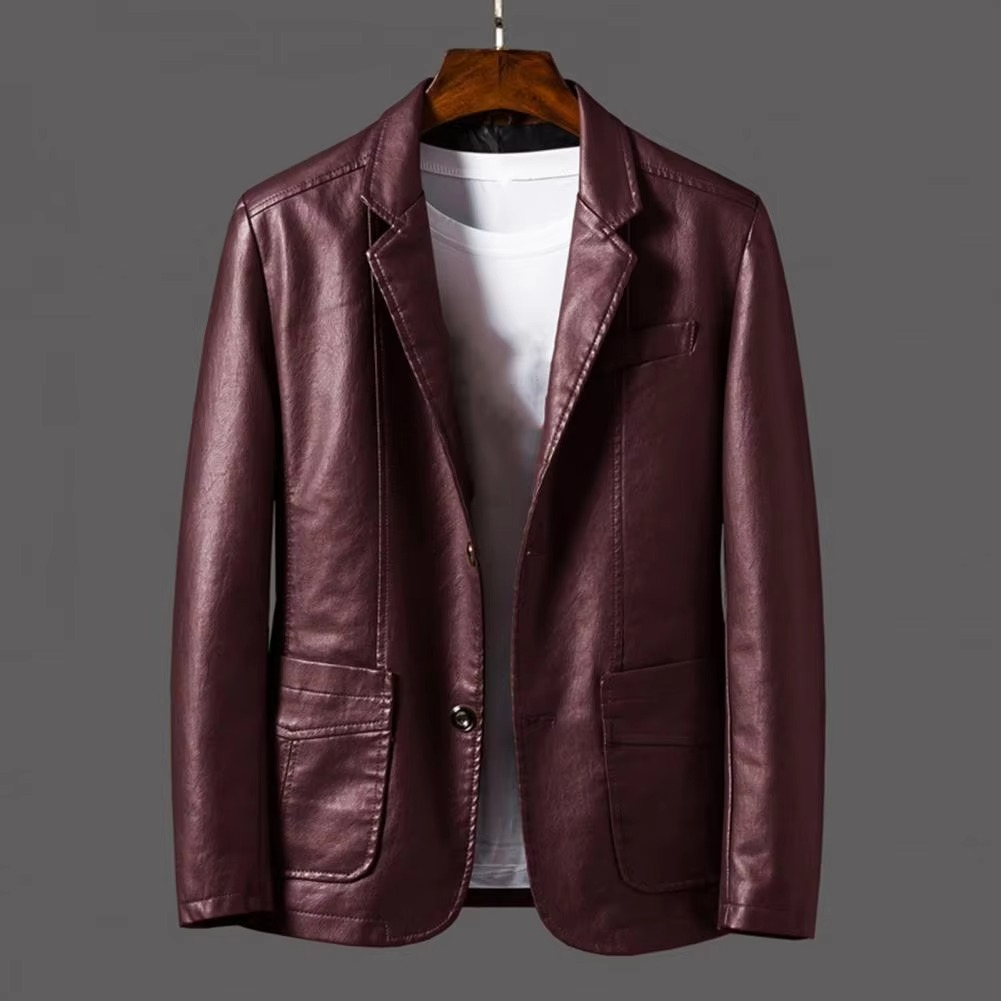 TrendAura Mens Vintage Motorcycle PU Leather Jacket With Button Pocket Design For Classic Biker Style And Fall Wear