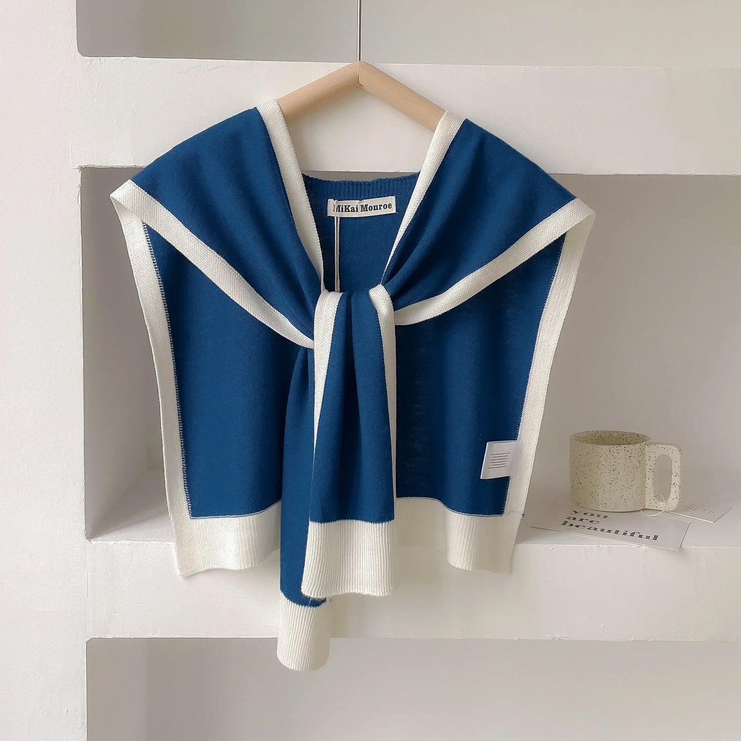 TrendAura Emma Striped Knit Shoulder Shawl - Lightweight Versatile Wrap for Spring and Autumn