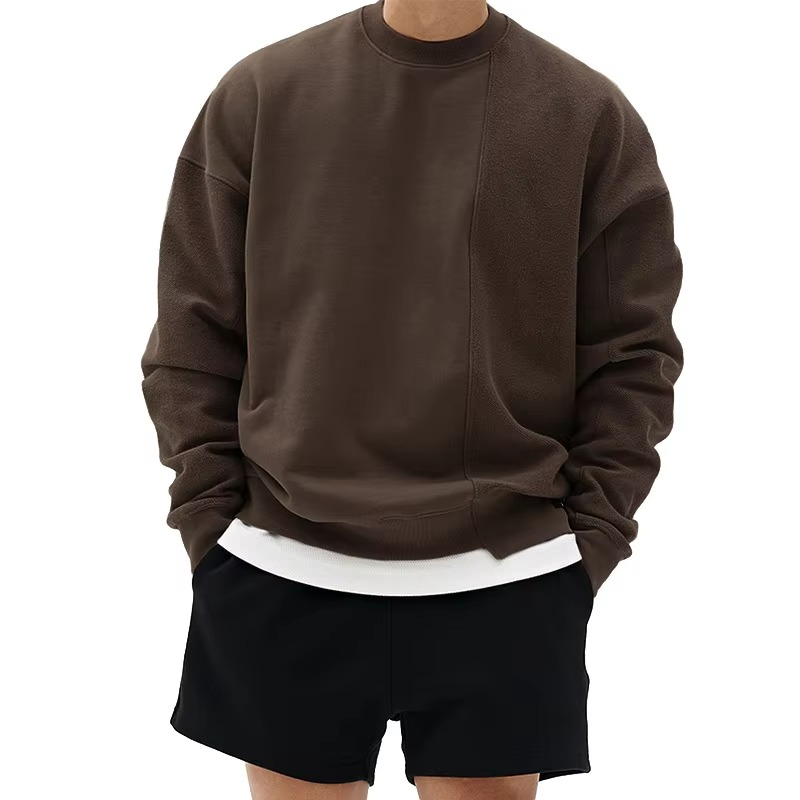 Men's Loose Fit Gym Hoodie Sweatshirt Crew Neck Long Sleeve Casual Pullover for Activewear by TrendAura