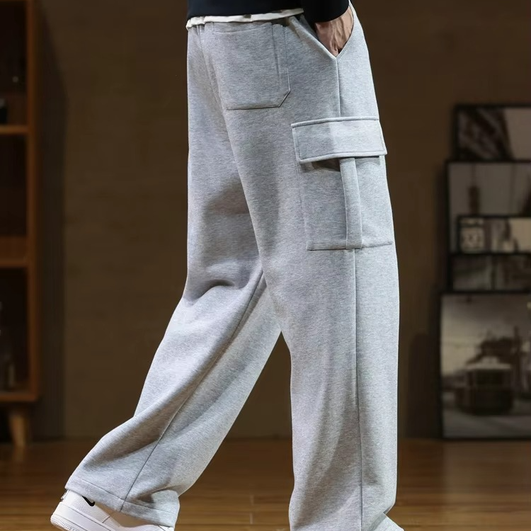 Mens Cotton Multi Pocket Drawstring Sweatpants Loose Straight Fit Up To 8XL TrendAura