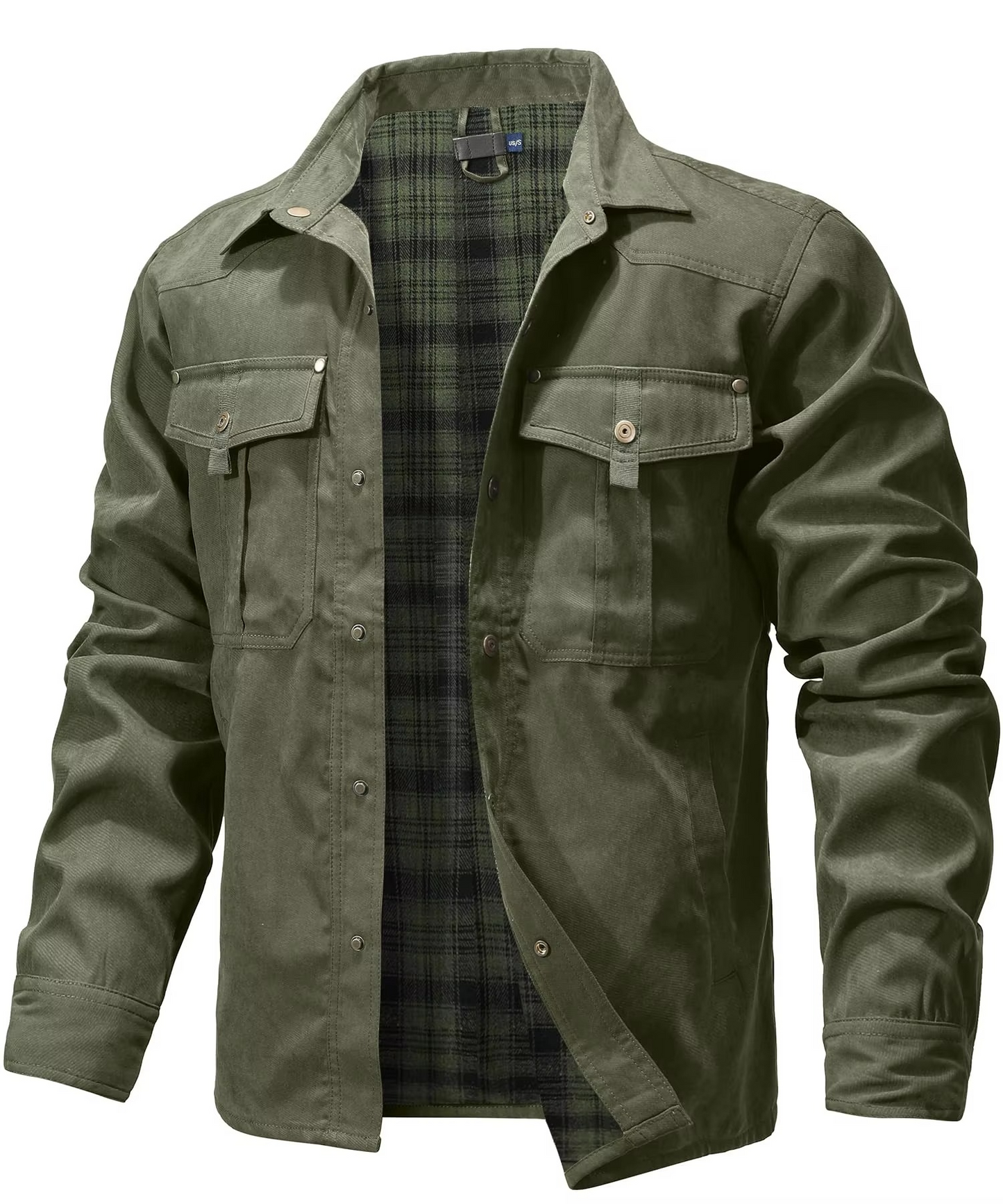 Men's Flannel Lined Shirt Jacket Western Style Overshirt With Snap Button Closures For All Seasons TrendAura