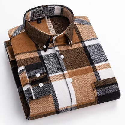 TrendAura Men's Plus Size Plaid Long Sleeve Shirt 7XL 100 Percent Cotton with Single Chest Pocket