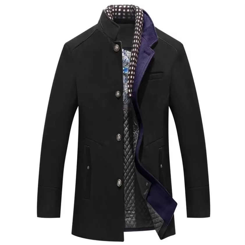 Men's Wool Blend Overcoat With Scarf Collar For Fall And Winter Outerwear By TrendAura
