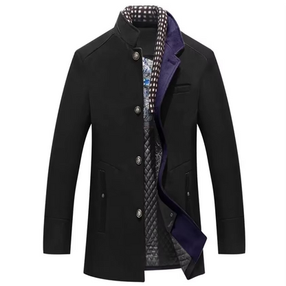 Men's Wool Blend Overcoat With Scarf Collar For Fall And Winter Outerwear By TrendAura