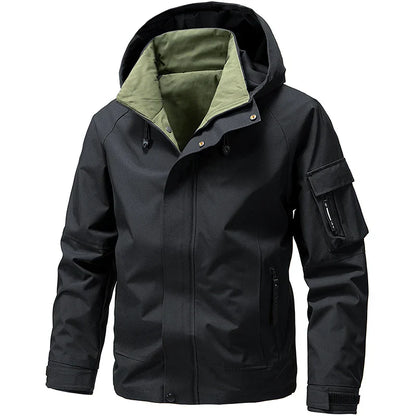 Men's Hooded Ski Jacket With Front Zipper For Cold Weather Outdoor Winter Sports Reliable Warmth