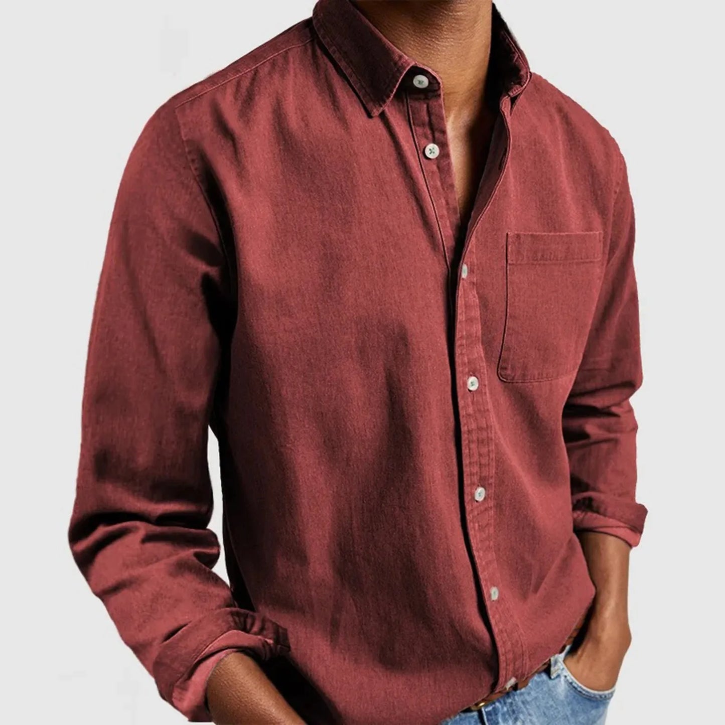 Orson Textured Button Up Shirt For Men Heritage Woven Cotton With Soft Brushed Feel Tailored Fit