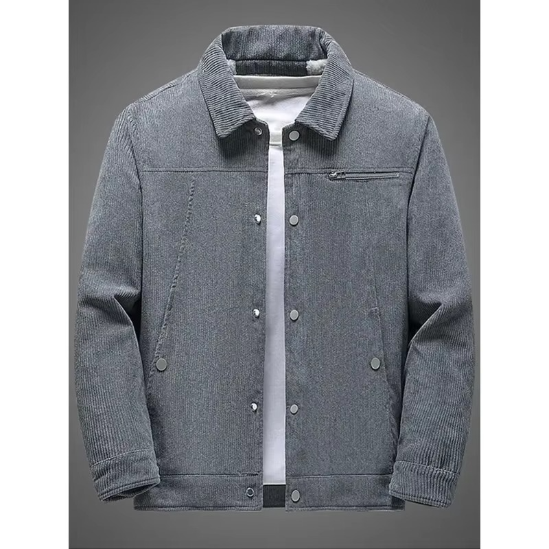 Men's Corduroy Fleece Lined Cotton Coat for Autumn and Winter Warmth and Classic Style TrendAura
