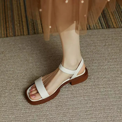 Women's Slip-On Sandals with Buckle Detail and Easy Fit
