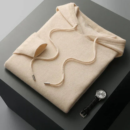 Men's Knit Hoodie for Everyday Comfort and Style Elevate Your Look with Cozy Ribbed Cuffs Casual Essential