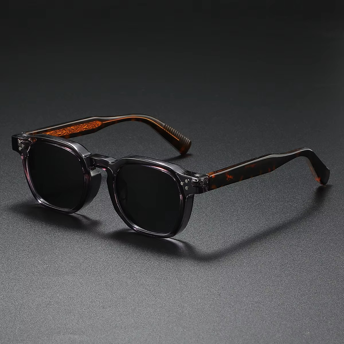 Retro Square Punk Sunglasses Unisex Vintage Driving Shades for Men and Women with Bold Clear Frame