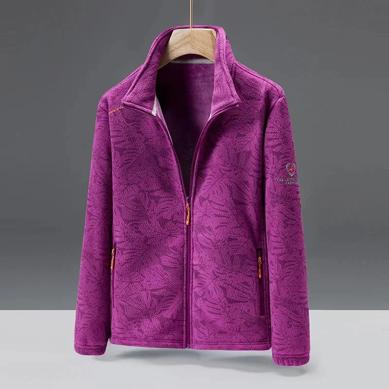 Nordisk-Flair Men's Fleece Jacket With High Collar Standard Fit Zip Pockets Textured Pattern