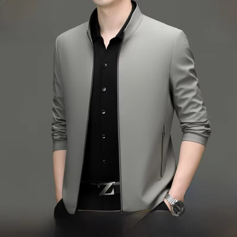 TrendAura Mens Silk Blend Jacket Loose Fit With Straight Hemline For Effortless Polished Style