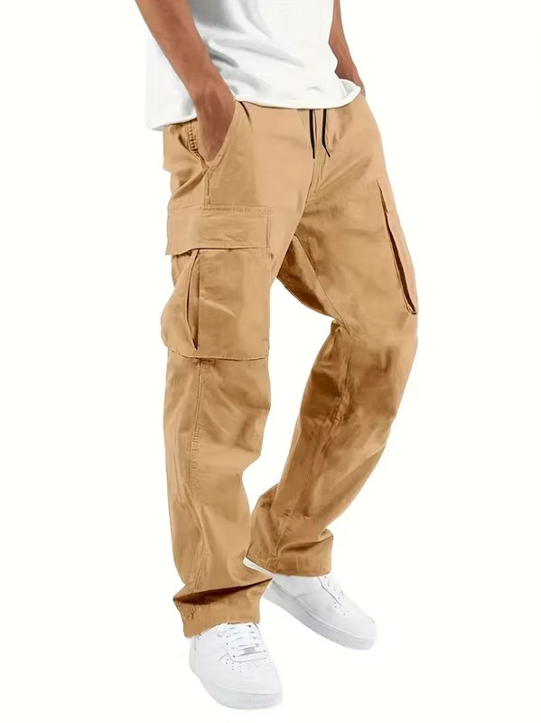 TrendAura Men's Relaxed Fit Cargo Jogger Pants With Drawstring Waist For Everyday Comfort
