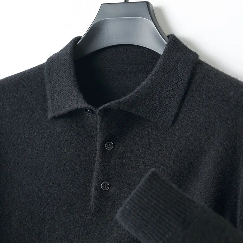 TrendAura TrueWool 100 Percent Merino Polo Shirt Lightweight Breathable Classic Collar For Men Loose Fit