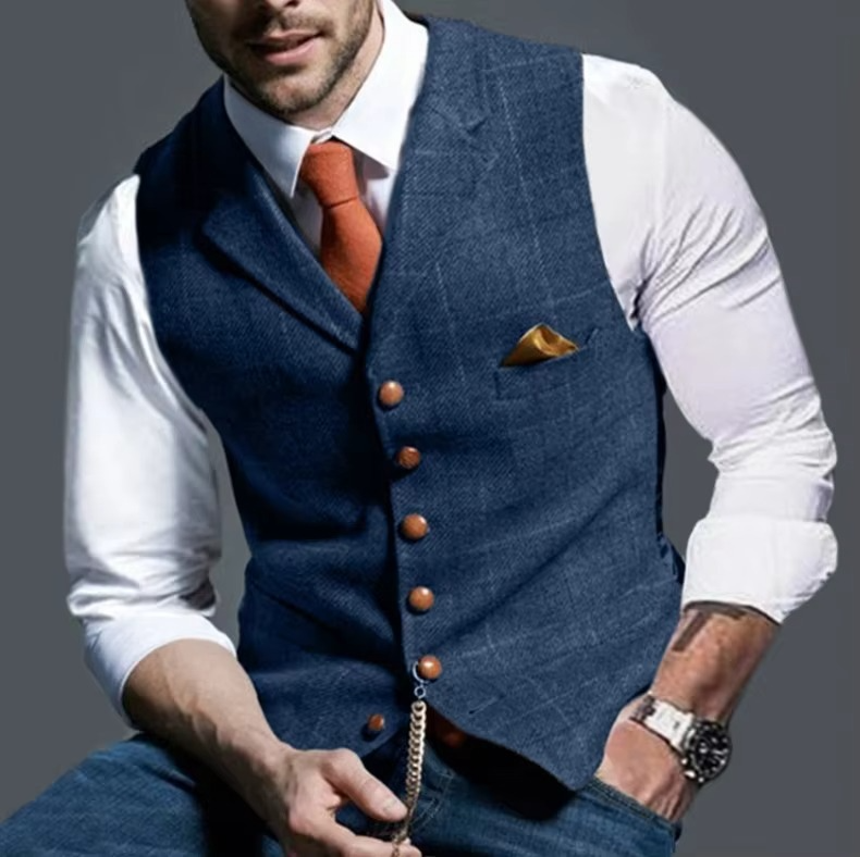 Mens Tweed Striped Waistcoat Vest For Business Formal Weddings And Elegant Events TrendAura