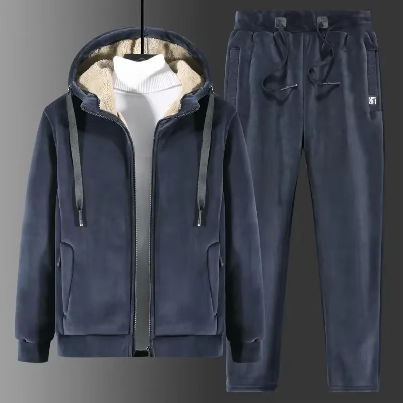 Fleece Lined Hoodie Set For Men All Day Warmth Cozy Casual Style Relaxed Fit Lounge Wear