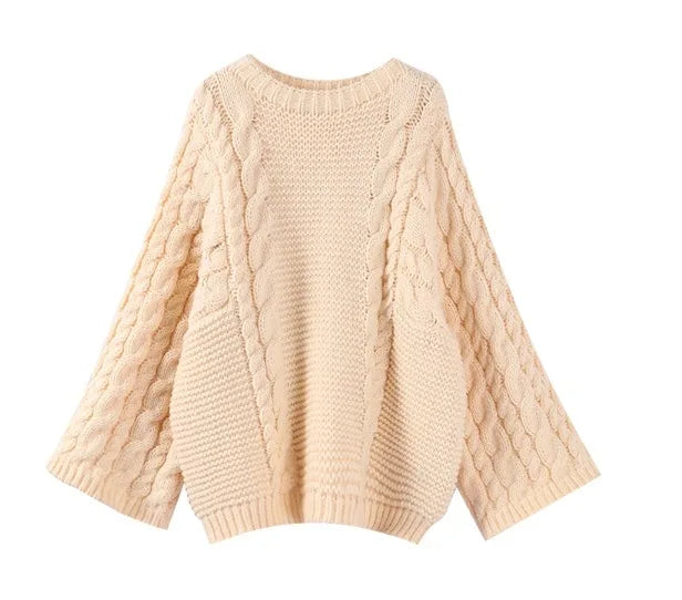 Mia Oversized Sweater for Women With Chunky Cable Knit Cozy Pullover for Everyday Comfort and Style