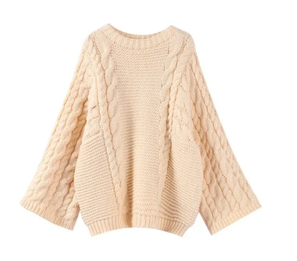 Mia Oversized Sweater for Women With Chunky Cable Knit Cozy Pullover for Everyday Comfort and Style