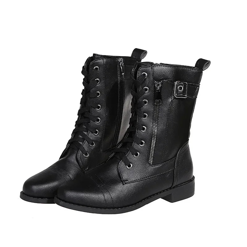 Urban™ | Women's Round Toe Lace-Up Flat Boots