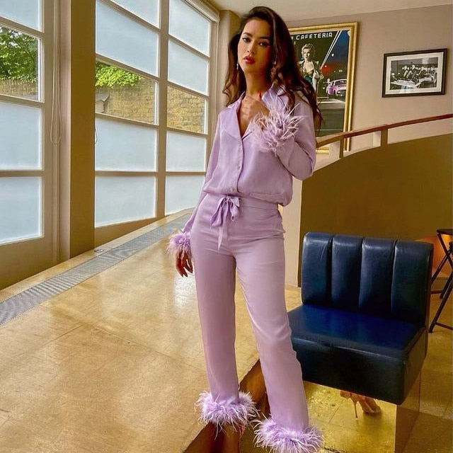 Sianna | Elegant Two-Piece Set with Feathers for Women