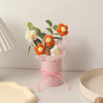 Velmora Knitted Flower Bouquet Handcrafted Plush Flowers Ultra Soft Texture Decor Gift