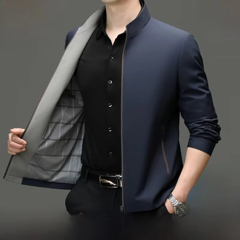 TrendAura Mens Silk Blend Jacket Loose Fit With Straight Hemline For Effortless Polished Style