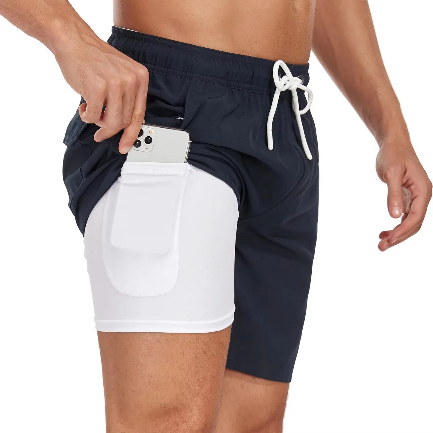 TrendAura Men's Gradient Beach Shorts Lightweight Milk Silk Fabric for Summer Vacation with Built In Phone Pocket