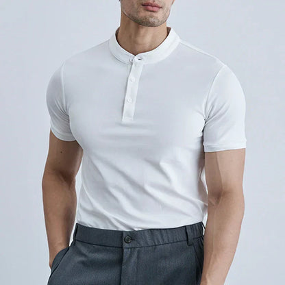 Men's Slim Fit T Shirt Lightweight Cotton Collar Short Sleeves Casual Style For Everyday Wear