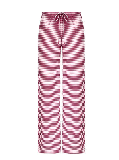 Women's Wide Leg High Waist Striped Lightweight Pants For Casual Everyday Wear And Travel