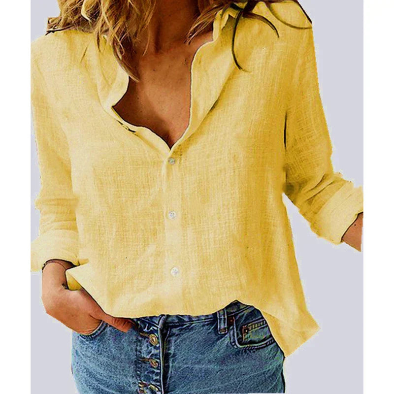 Nele Long Sleeve Blouse For Women Timeless Elegance Premium Cotton Breathable Comfort For Everyday Office Wear