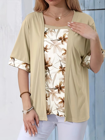 Carlotta | Fashionable Women's T-Shirt with Print and Elegant Square Collar