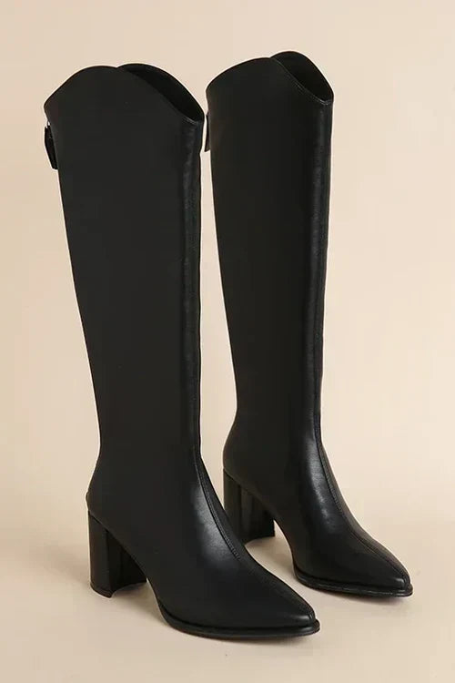 Adele | Winter Boots for Women made of Leather Knee-High with Rubber Sole