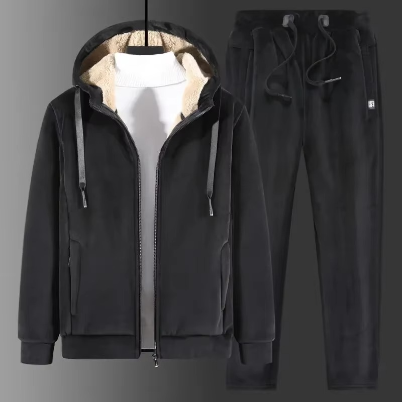 Fleece Lined Hoodie Set For Men All Day Warmth Cozy Casual Style Relaxed Fit Lounge Wear
