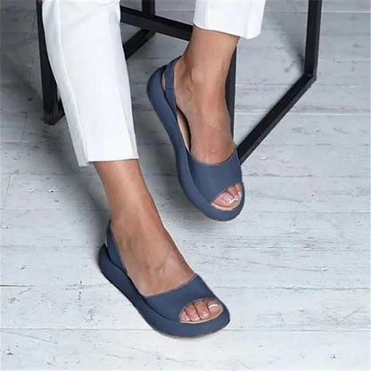 Open Toe Platform Sandals With Elastic Heel Strap For Women Ultra Comfortable Urban Summer Footwear
