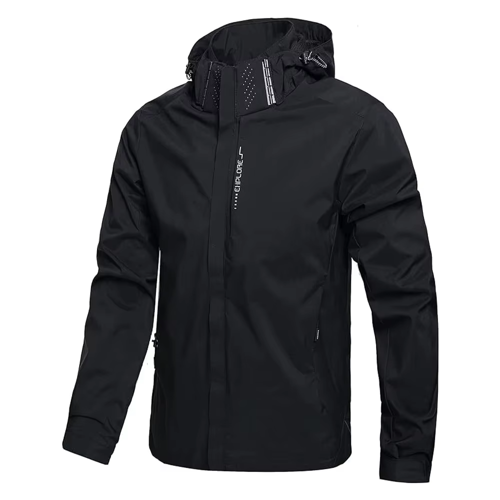 TrendAura Men's Lightweight Waterproof Hooded Rain Jacket for Hiking and Outdoor Adventures