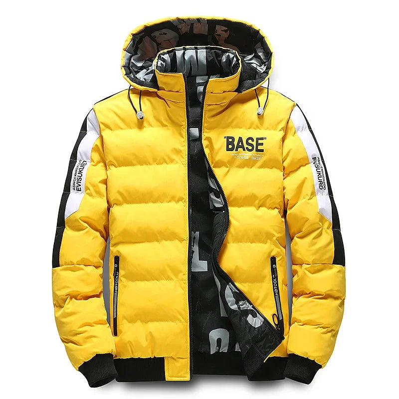 TrendAura Axen Padded Jacket Mens Water Resistant Thick Insulation Detachable Hood Printed Lining Outerwear