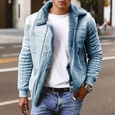 Men's Faux Fur Pilot Bomber Jacket With Shearling Lining Warm Winter Coat For Cold Weather