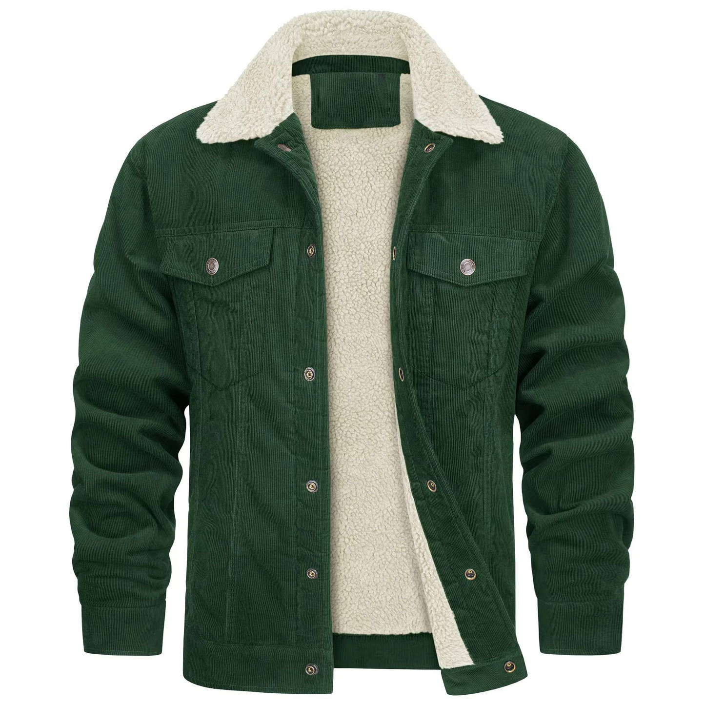 TrendAura Men's Navy Corduroy Fleece Lined Winter Jacket With Warm Lining And Casual Utility Style