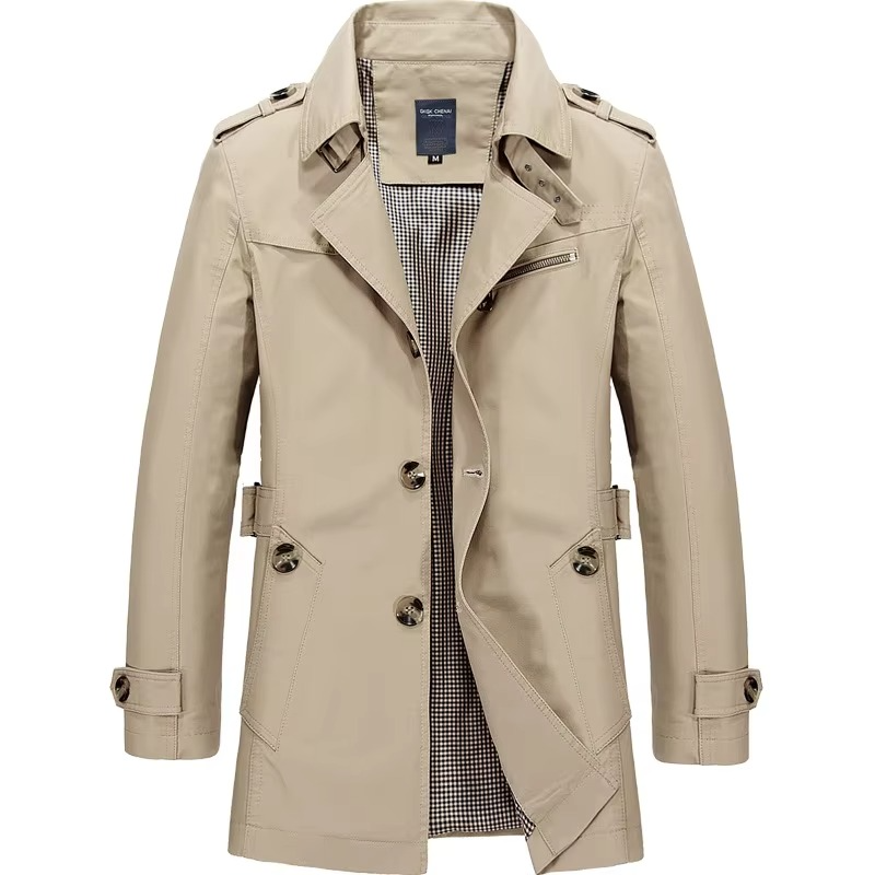 TrendAura Mens Classic Single Breasted Trench Coat Casual Business Overcoat For All Seasons