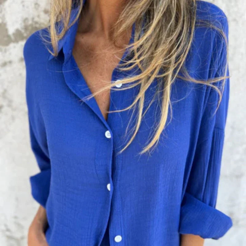 Airy linen set - blouse and plus size shorts