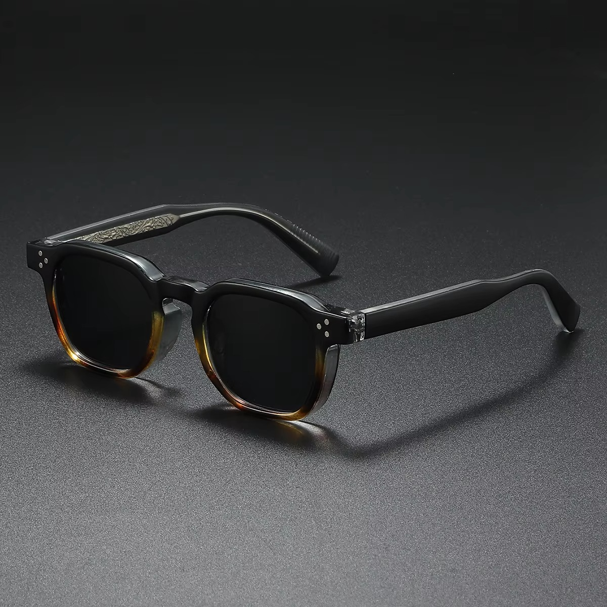 Retro Square Punk Sunglasses Unisex Vintage Driving Shades for Men and Women with Bold Clear Frame
