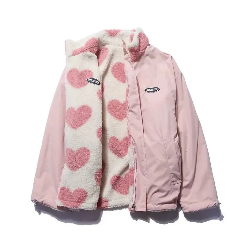 Lilith Reversible Heart Lined Fleece Jacket For Women Cozy Warmth And Contemporary Style