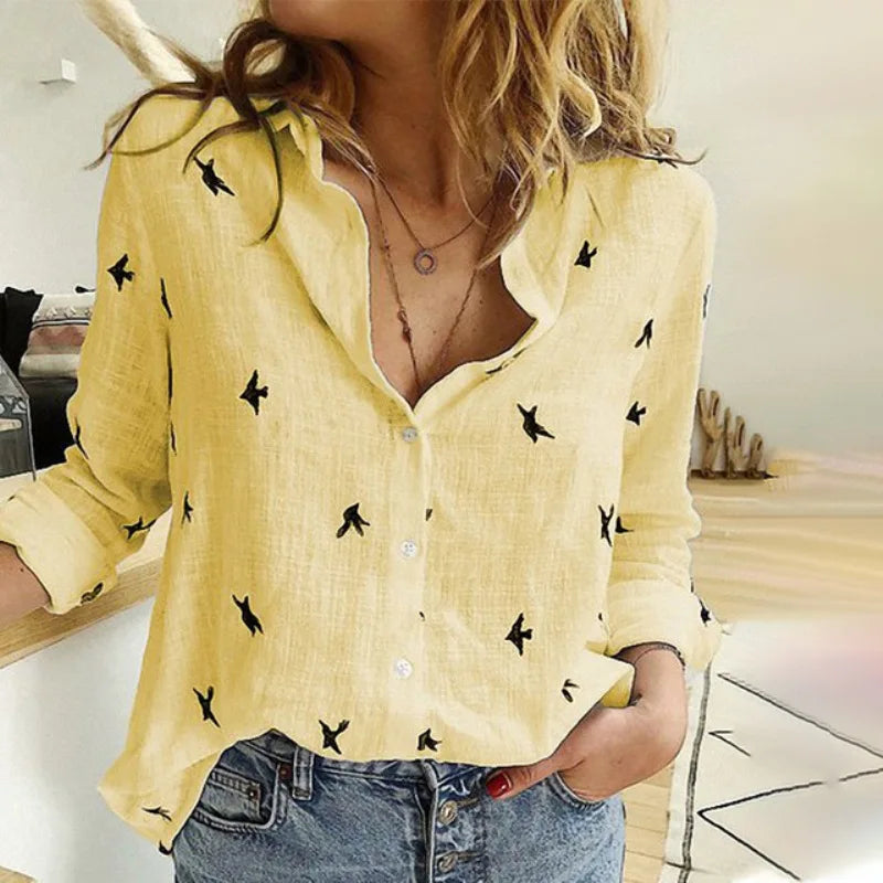Nele Long Sleeve Blouse For Women Timeless Elegance Premium Cotton Breathable Comfort For Everyday Office Wear