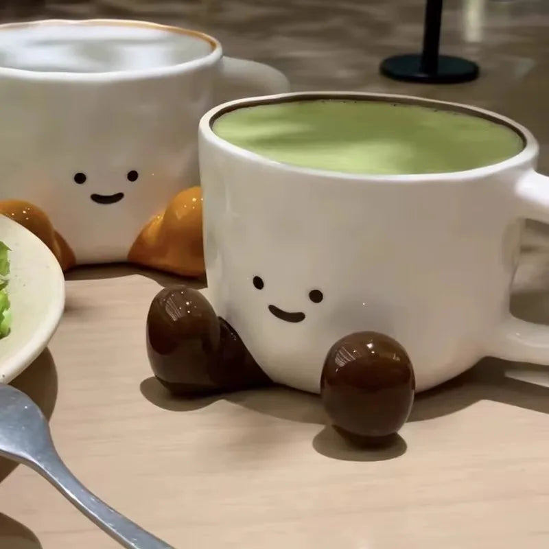 Smiley Mellow Glazed Ceramic Mug With Hand Glazed Finish And Playful Leg Design Charm