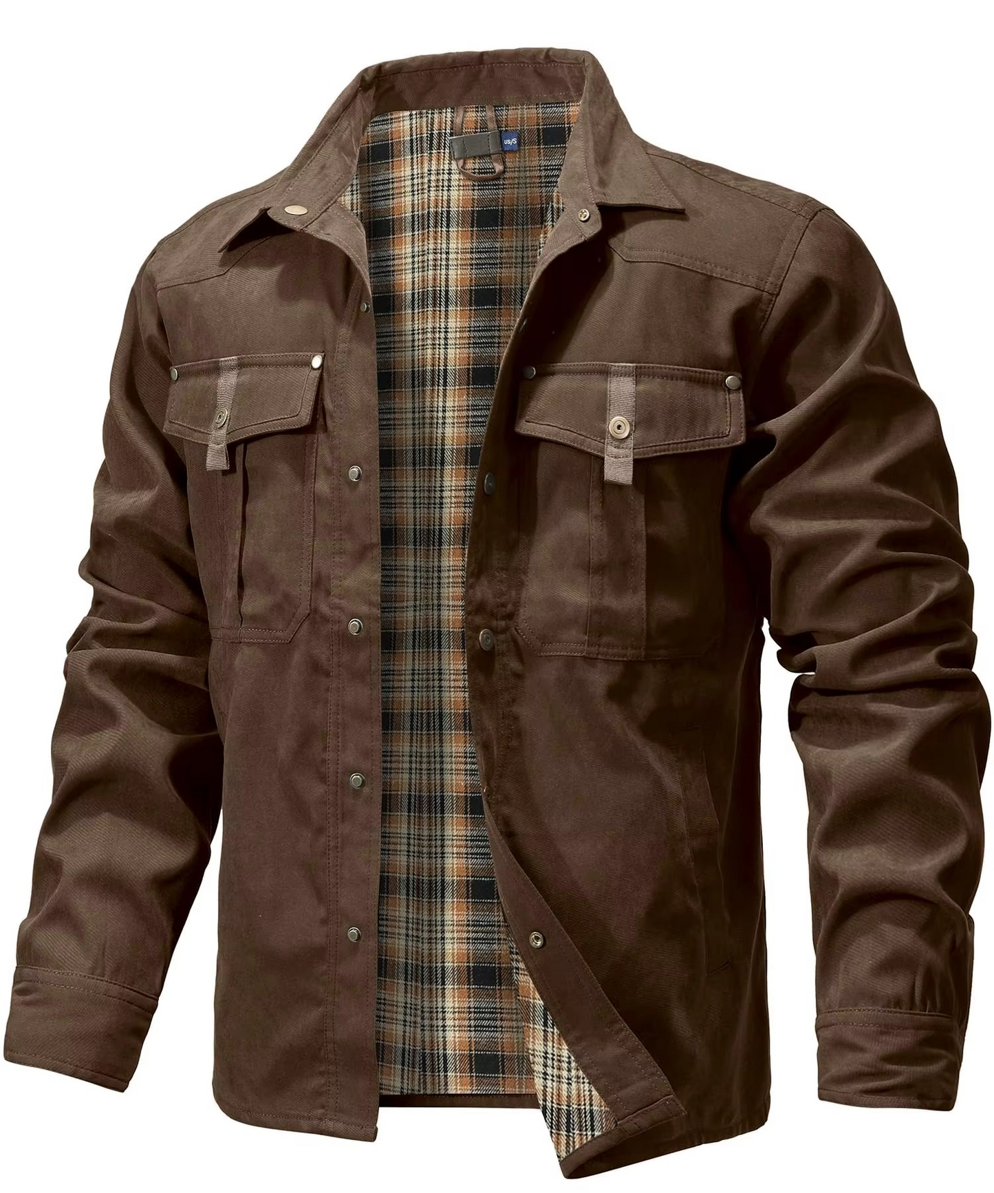Men's Flannel Lined Shirt Jacket Western Style Overshirt With Snap Button Closures For All Seasons TrendAura