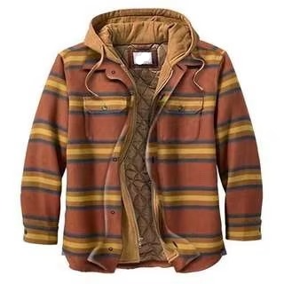 TrendAura Mens Patchwork Checkered Cotton Hooded Jacket Thick Warm Casual Coat American Flag Design Sizes S To 5XL