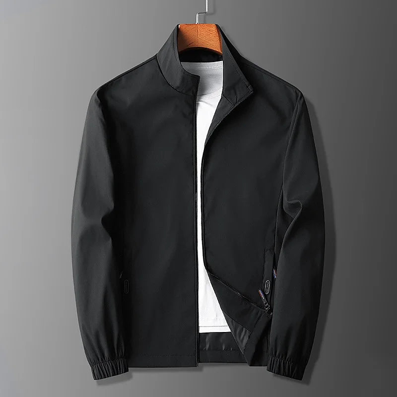 TrendAura Nordic Flair Men's Jacket Slim Fit Lightweight Stand Collar Zipper Pockets Breathable Comfort