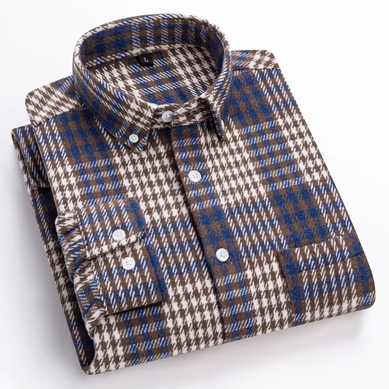 TrendAura Men's Plus Size Plaid Long Sleeve Shirt 7XL 100 Percent Cotton with Single Chest Pocket