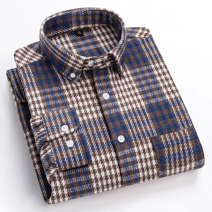 TrendAura Men's Plus Size Plaid Long Sleeve Shirt 7XL 100 Percent Cotton with Single Chest Pocket